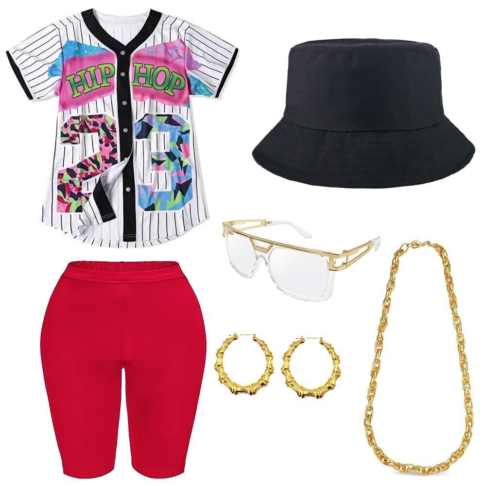 7232 80s 90s Outfit For Women, Hip Hop Rapper Costume